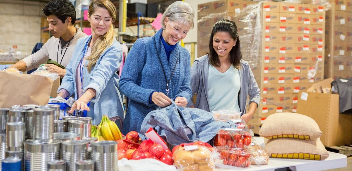 Helping out at a food bank is a great form of voluntourism.