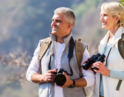 Couple Hiking Taking Pictures